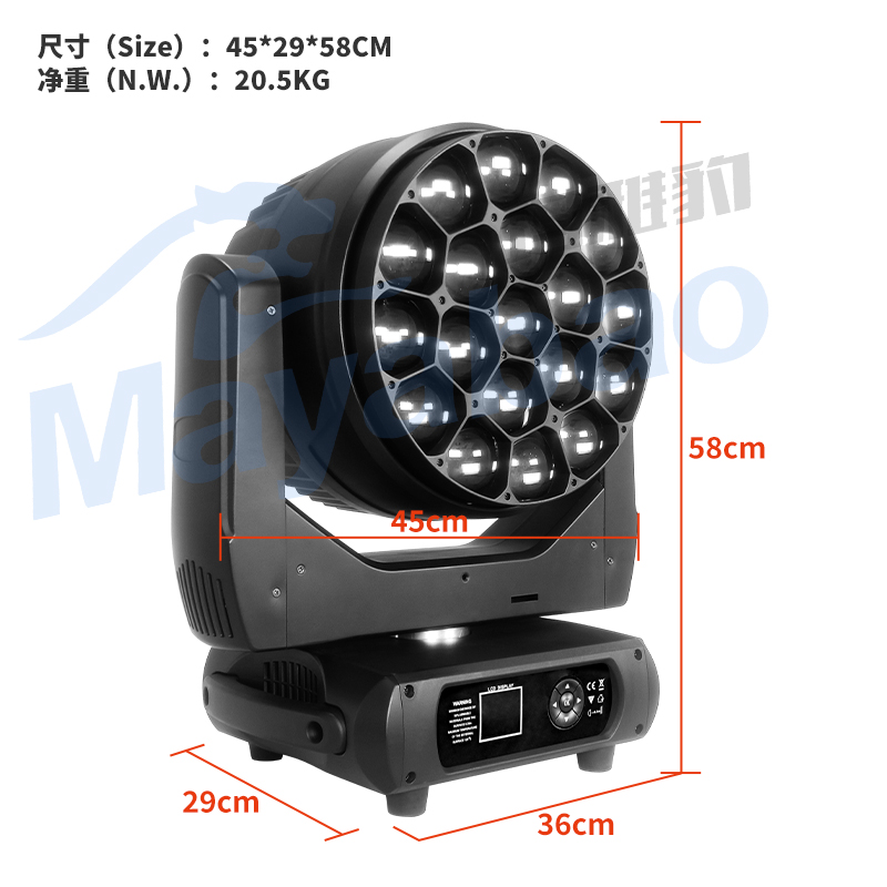 LED 19x60W Big Bee Eye Zoom Wash Moving Head Light