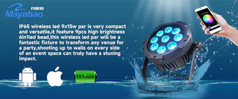 IP65 wireless led 9x15w par cans rechargeable RGBWA UV 6in1 battery powered led party lights